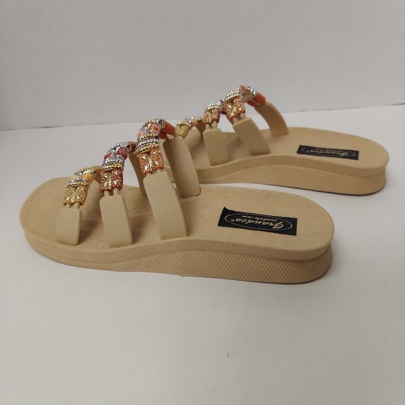 Grandco Sandals Slide Bling Color Beads Boho Dressy Flip Flops Beach Pool Sz 6 - Picture 5 of 10